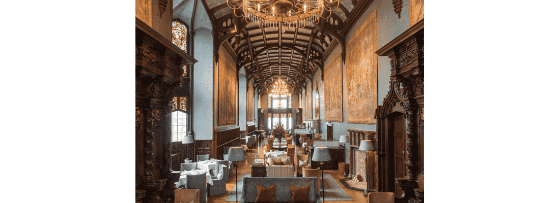Dining Hall at Adare Manor by Kim Partridge Interiors. Photo by Jack Hardy